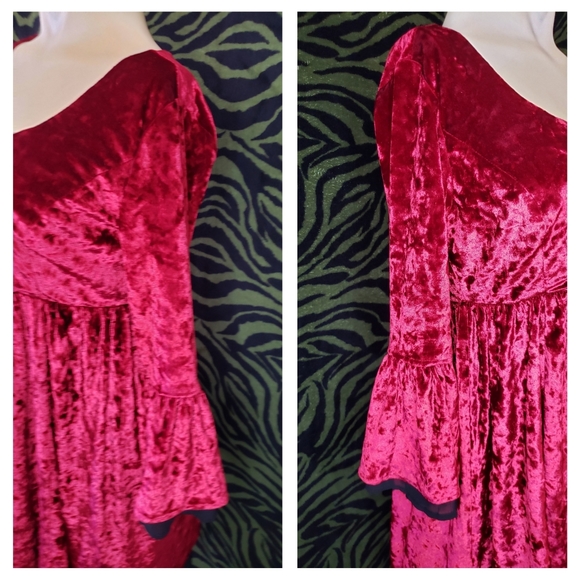 Velvet red black hook and eye dress - Picture 3 of 6